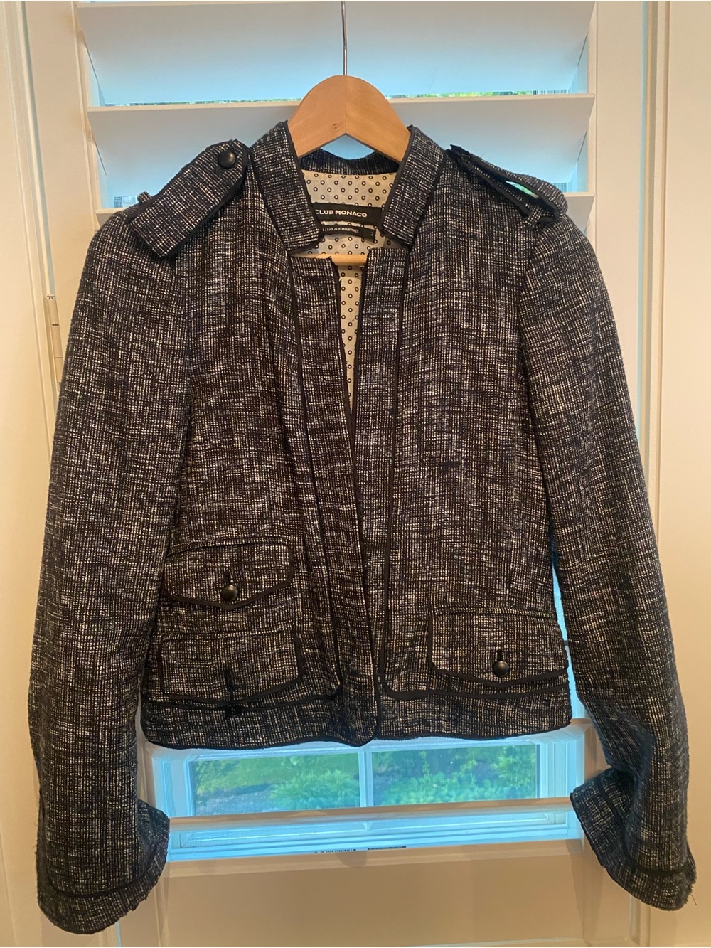 Club Monaco Black and White Tweed Jacket